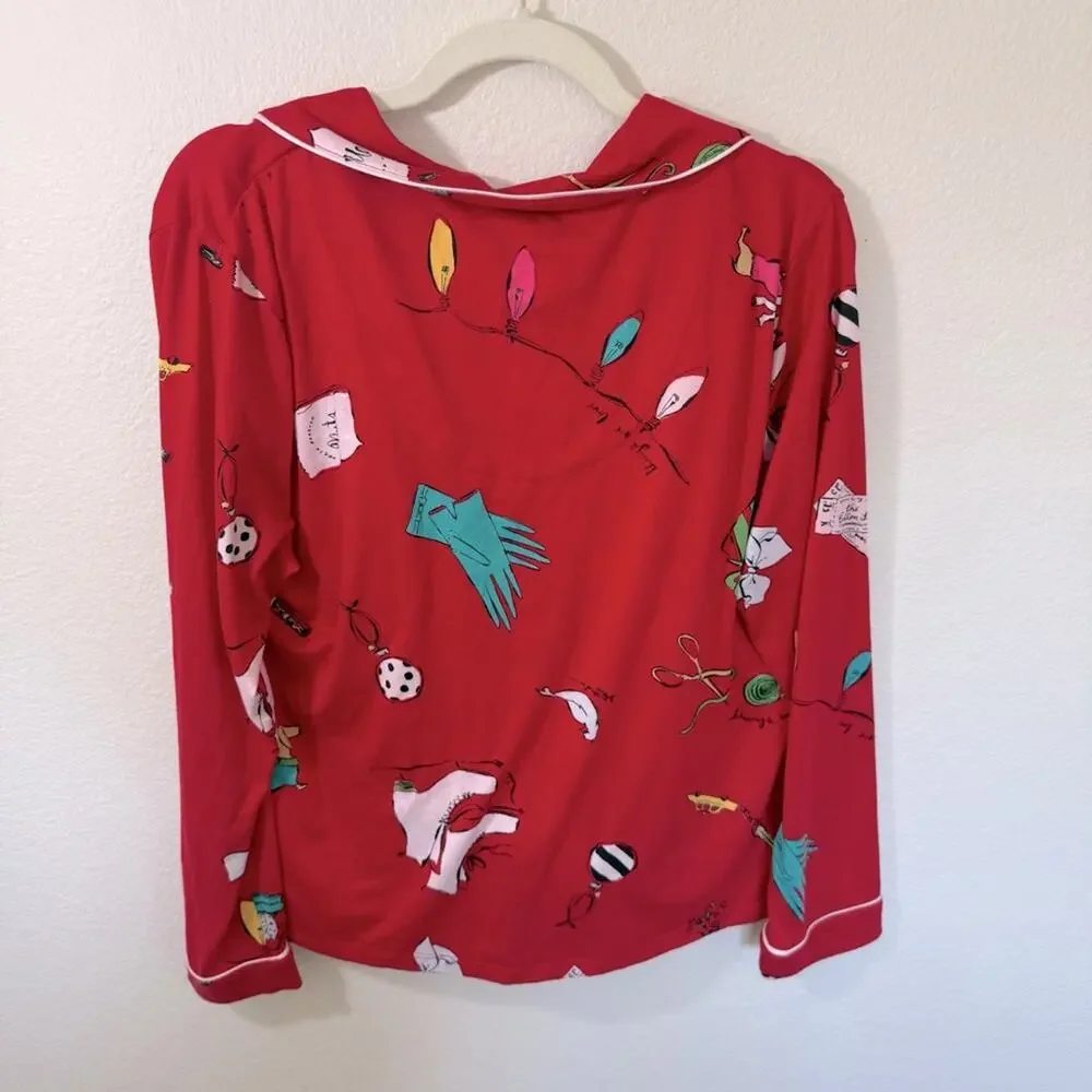 KATE SPADE Red Patterned Pajama Set